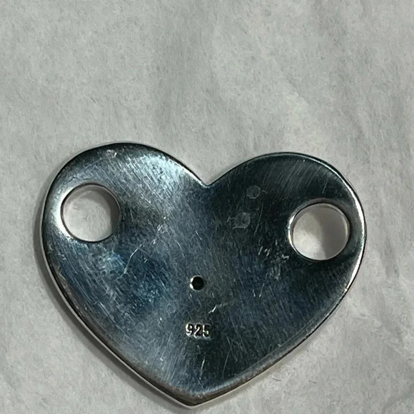 Sterling Silver Heart Connector Pendant, 925, Genuine 0.50-Ct Diamond, ~1” - Picture 5 of 7